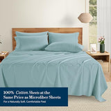 Casa Platino Full Sheets Sets – 100% Cotton Full Sheets Cooling with 4 Pillowcases, 15" Deep Pocket Fitted Sheet, Crisp & Smooth Feel, Ultra Soft & Cozy, Fit – Blue Sky Casa Platino
