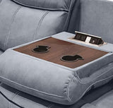 Gray Velvet Recliner with & Table - 3 Seat, and Relaxing, Stable, Stylish Tuft Workmanship, Soothing Two Tone Port Table, Soft Fluffy, Strong Wood Metal Frame, Classy Tufting, Comfy MOOSH