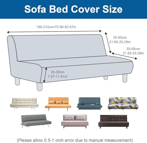 ele ELEOPTION Armless Sofa Bed Cover Stretch Slipcover Folding Couch Cover Futon Covers Full Size Furniture Protector Grid Print Color ele ELEOPTION