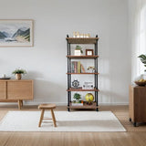 Anynice Industrial Bookshelves, Wood Pipe Bookshelf, 5 Shelf Rustic Display Storage Tall Standing Shelf Bookcase for Living Room, Kitchen, Office (Weathered Brown, 29.5" L x 11.8" W x 70" H) Anynice