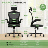 Office Chair Ergonomic Desk Chair, 330LBS Capacity, High Back Computer Chair for Long Hours Comfortable, Rolling Swivel Executive Task Chair for Home Office with Flip-up Armrests, Black Synorla