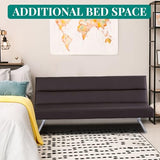Naomi Home Futon Sofa Bed Faux Leather Futon Couch Modern Convertible Folding Sofa Bed Couch with Chrome Legs Reclining Mini Leather Small for Bedroom Living Room Espresso Naomi Home