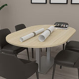 SKUTCHI DESIGNS INC. 6 Person Conference Table with Metal Base | Racetrack Shaped | Harmony Series | 6' | Natural Eucalyptus SKUTCHI DESIGNS INC.