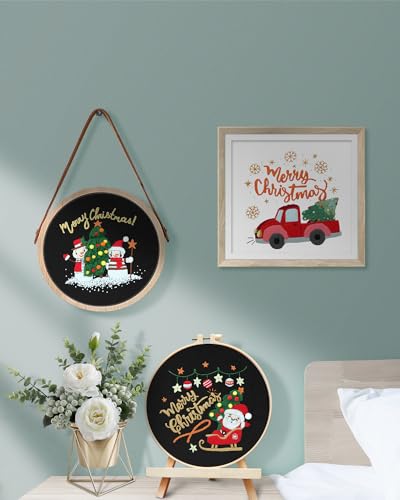 TINDTOP Christmas Embroidery Kit for Adult Beginners, 3 Sets Embroidery Stitch Practice kit Include Embroidery Cloth Hoops Threads for Craft Lover Hand Stitch TINDTOP