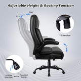 VENDORZ Big and Tall Office Chair, Ergonomic Leather Office Computer Desk Chair, Black Heavy Duty Office Chair with Flip-up Armrest, Comfortable High Back Home Chair 400 LBS with Lumbar Support VENDORZ