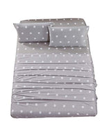 Chezmoi Collection 4-Piece Kids/Teens Sports Sheet Set - Soft Microfiber Gray White Baseball, Queen Size Chezmoi Collection