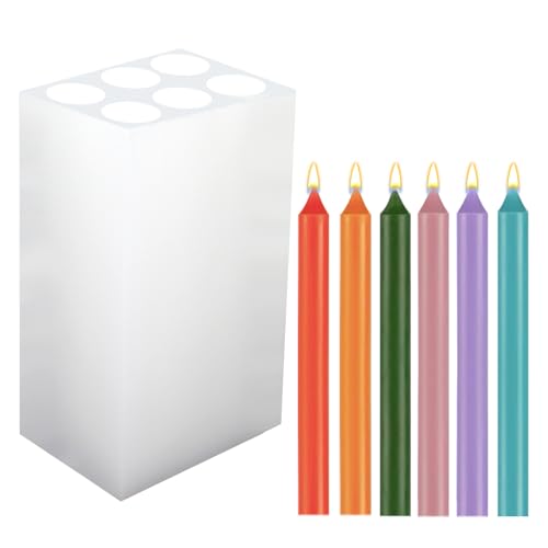 Long Cylinder Shape Silicone Candle Mold 6 Holes Candle Making Mold Long Pillar Candle Molds for Candle Making