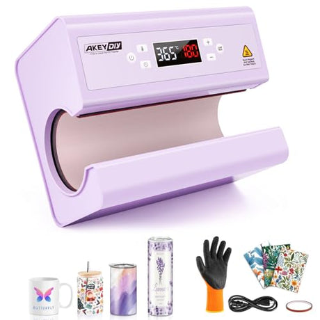 AKEYDIY Auto Tumbler Heat Press Press - Mug Heat Press Machine Heat Up Quick & Even for 20oz 30oz Sublimation Tumblers Cups Glasses and Mugs (Purple) AKEYDIY