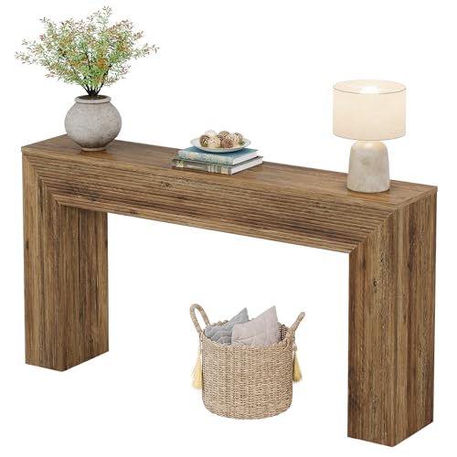 Tribesigns 63" Console Table, Rustic Fluted Long Sofa Table Behind Couch for Entryway, Living Room, Hallway, Foyer, Brown Tribesigns