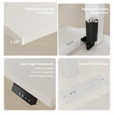 ModernMate 63" Standing Desk with File Cabinet, Privacy Panel, AC/USB, 1.18" Desktop, Executive L Shaped Height Adjustable Desk, Electric Stand Up Table with 3 Drawers, White Rattan ModernMate