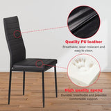 PayLessHere Dining Table and Chairs Set, Modern Rectangular Marble Table top with 4 Chairs PU Leather for Dining Room and Kitchen, Black Marble PayLessHere