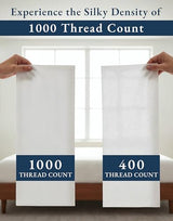 100% Egyptian Cotton Sheets King Size - 1000 Thread Count Silky Sateen King Size Sheets Set, Naturally Cooling & Breathable, Ultra-Soft Hotel Luxury Sheets with 15" Snug Fit Deep Pockets - White LANE LINEN