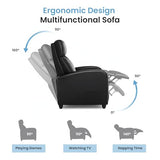 Simple Deluxe Recliner Chair - Adjustable Push Back PU Leather Recliner, Plush Reading Chair & Luxe Sofa Chair for Living Room Chairs or Bedroom Chair, Single Recliner for Home Theater