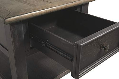 Signature Design by Ashley Tyler Creek Rustic End Table with Storage Drawer and Fixed Shelf, Brown & Black