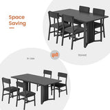 Itaar 5-Piece Dining Table Set for 4-6 People, 63" Extendable Kitchen Table and 4 Cushion Chairs, Dining Room Table with MDF Board & Metal Frame for Small Space, Easy Clean, Black Itaar
