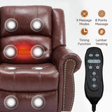 EZZUP Genuine Leather Power Lift Recliner Chair, Lazy Boy Recliner Chair with Charging Ports for Living Room Theater Seating, Electric Single Sofa with Round Armrest, Red