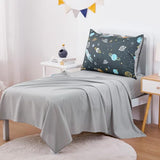 Wake In Cloud - Toddler Bedding Set for Boys, Space Rocket Planet Star, 4 Pieces Soft Crib Bed Set Including Comforter, Sheets and Pillowcase, Gray Wake In Cloud