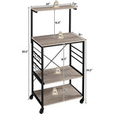 Yaheetech Kitchen Bakers Rack on Wheels(16D x 24W x 50H Inches), Microwave Stand Kitchen Cart, Rolling Coffee Bar Cart with 6 S-Side Hooks and Adjustable Feet, Utility Storage Shelf, Gray