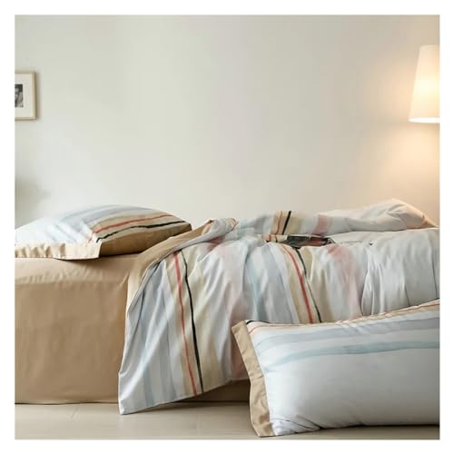 YUSIWOAL Bedding set Cotton Duvet cover Feathers Bed linen Set Bedding Queen Single size comforter sets,Summer Duvet Cover sets(D,FITTED BED SHEET-KING 4PCS) YUSIWOAL