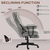HOMCOM Executive Office Chair, 400LBS Big and Tall Office Chair with Foot Rest, Microfiber Computer Desk Chair with Lumbar Support, Reclining Function and Wide Seat, Gray HOMCOM