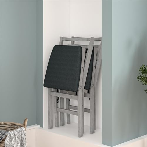 COSCO Contoured Back Wood Folding Chair, 2-Pack, Gray Wash COSCO