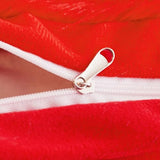 HAIHUA Plush Red Comforter Cover Queen Set, Soft Shaggy Faux Fur Red Bedding Queen Set 3 Pieces (1 Fluffy Duvet Cover + 2 Fuzzy Pillow Cases) Furry Bed Set, Zipper Closure HAIHUA