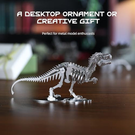 Kolotesame T.rex 3D Metal Puzzle Dinosuar Model for Adults, DIY Dinosuar Skeleton Building Model Kit, Immersive Creative Puzzle Model for Men or 3D Building Enthusiasts Gift kolotesame