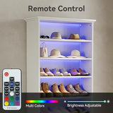 LITTLE TREE 69-Inch Tall Shoe Cabinet with LED Light Strip & Adjustable Shelves, White Wooden 8-Tier Shoes Display Cabinet for 26 Pairs, Freestanding Modern Shoe Cabinet for Entryway LITTLE TREE