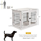 PawHut Dog Crate Furniture, Small Dog Cage End Table with Two Opening Sides, Lockable Door, Puppy Kennel Indoor, Cute and Decorative, Pure White PawHut