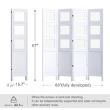4 Panel Photo Room Divider Freestanding Folding Privacy Screen and Decorative with 16 Frames for Home Office (White) Svimi