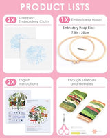 TINDTOP Embroidery Kit for Adult, Owl Embroidery Kit for Beginners Include Embroidery Cloth Hoops Threads for Craft Lover Hand Stitch with Embroidery Skill Techniques (Cactus)