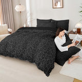 Castle Fairy Wild Animal Skin Print Bedding Set King Size,African Cheetah Wildlife Duvet Cover for Teens Adults,Leopard Print Comforter Cover Decorative Room,No Comforter Castle Fairy