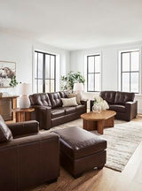 Signature Design by Ashley Santorine Transitional Tufted Leather Match Loveseat, Dark Brown Signature Design by Ashley