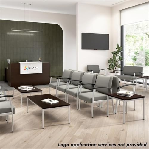 Bush Business Furniture Arrive 72W x 72D L Shaped Reception Desk with Counter and Mobile File Cabinet in Mocha Cherry Bush Furniture
