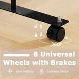 Giantex 3 Panel Room Divider with Wheels and Shelves, 103" W x 74" H Folding Privacy Screen, Rolling Partition Separator for Home Office Studio, Fabric Wall Divider for Room Separation (Brown) Giantex