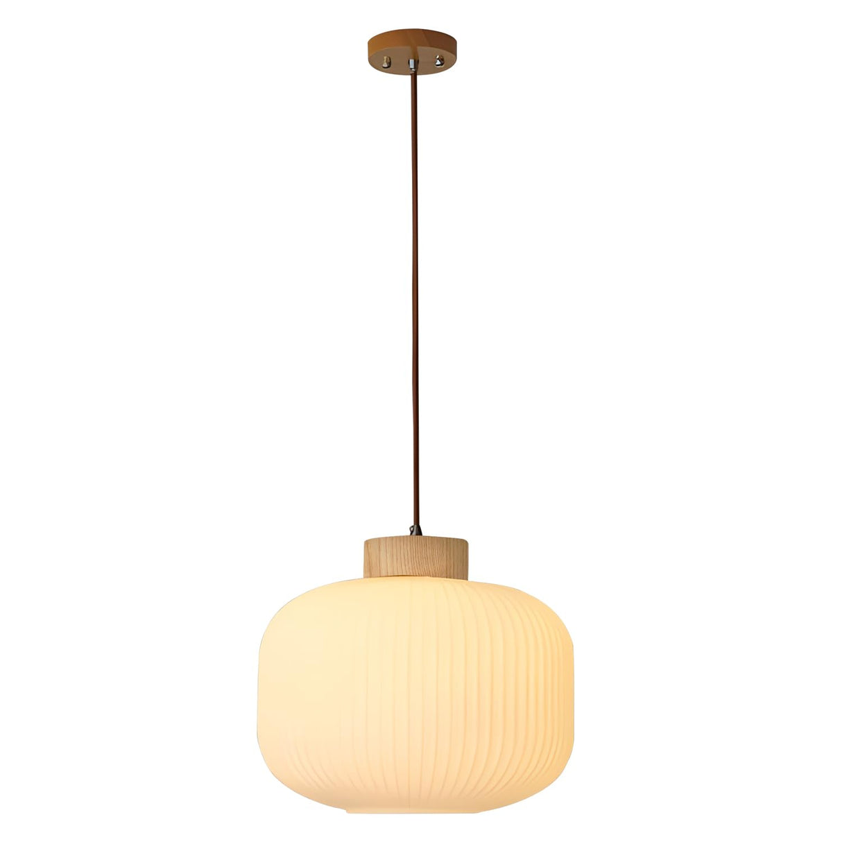 Flyrose Mid Century Modern Large Globe Pendant Light Milk Glass Single Pendant Light White Farmhouse Wood Pendant Lights Kitchen Island Dining Room Light Fixtures Over Table Flyrose