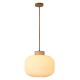 Flyrose Mid Century Modern Large Globe Pendant Light Milk Glass Single Pendant Light White Farmhouse Wood Pendant Lights Kitchen Island Dining Room Light Fixtures Over Table Flyrose