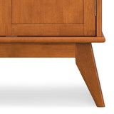 SIMPLIHOME Draper SOLID HARDWOOD Mid Century Modern 32 inch Wide Bar Cabinet in Teak Brown for The Living room, dining room and kitchen SIMPLIHOME