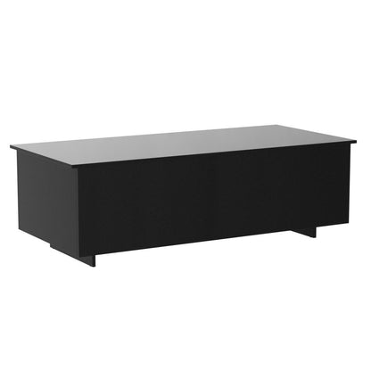 High Gloss Lift Top Table with Led Lights, Led Coffee Table with Storage Shelf and Hidden Compartment for Home Living Room Reception Room Office, Black - WoodArtSupply