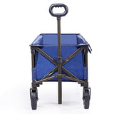 TIMBER RIDGE Tailgate Collapsible Folding Wagon Cart, Heavy Duty Utility Push Pull Beach Wagon Foldable, Outdoor Grocery Cart with Side Pockets for Camping, Garden, Shopping, Holds 225 lbs, Blue TIMBER RIDGE