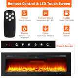 50 in Electric Fireplace Inserts - 1500/750W Ultra Narrow Frame Wall Mounted Fireplaces with 3 Heating Modes - 12 Flame Colors, Remote Control/Timer, Touch Screen, Low Noise EliteEdge