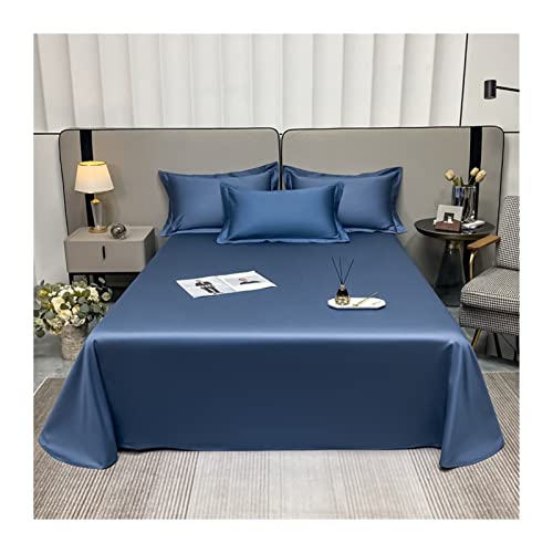 TEVTEV Flat Sheet 500 TC 100% Long Staple Cotton Satin Flat Top Sheet Only Super Soft Satin Bedding Bed Sheet for Single/Twin Full/Double Queen King Bed (Color : Blue, Size : 48x74cm-19x29 x2) TEVTEV