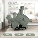 Lexicon Power Lift Recliner Chair for Elderly with Remote Control, Gentle Lift Motion, Side Pocket Armrest, Corduroy Upholstered Electric Recliner for Living Room/Bedroom, Easy Assembly, Green