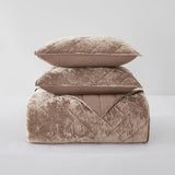 Wonderful Luxury Velvet Brown Quilt Set, King Diamond Stitch Pattern Bedding, Lightweight Ultra-Soft Skin-Friendly, All-Season, Versatile as Comforter/Bedspread for Adults Teens Kids Bedroom,106"x94" Wonderful
