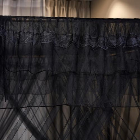 Kertnic Black Canopy Bed Curtains for Girls & Adults, Queen King Bed Canopy Drapes Netting, Practical Mosquito Net for Bed (King- 86" W*78" L*82" H) Kertnic