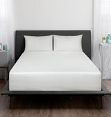 Royale Linens 300 Thread Count 100% Long Staple Combed Cotton Stripe Sheet Set - 4 Piece Queen Bed Sheets - 1 Fitted, 1 Flat & 2 Pillow cases - Soft Cool & Crisp Sheet Set (Queen, Narrow Stripe White) ROYALE LINENS