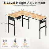 EROMMY 47"/94" Heavy-Duty Adjustable Workbench, 5000 LBS Load Capacity L-Shaped Work Bench with Power Strip and Pegboard, Rubber Wood Work Table for Garage, Workshop, Office, Home, Commercial EROMMY