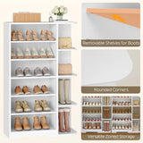 YATINEY Tall Shoe Cabinet with Open Storage, Multifunctional Shoe Rack, 7-Tier Wooden Shoe Storage Cabinet with Adjustable Shelves, Entryway Shoe Organizer for Closet, Hallway, White SC02WT YATINEY