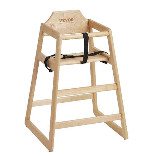 VEVOR Wooden Double Solid Wood Feeding, Eat & Grow Portable High, Easy to Clean Baby Booster Seat, Compact Toddler Chair, Natural VEVOR