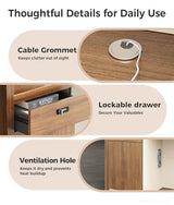Anzhap 94" L-Shaped Reception Desk with Counter — Front Desk Reception Counter with Lockable Drawer, Storage Cabinet & Double Countertop for Office, Lobby, Checkout (Oak & Cream White) Anzhap